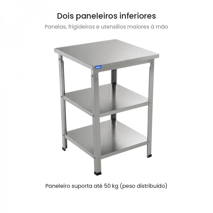 Mesa de Inox Paneleiro Duplo 60 x 60 - Aisa